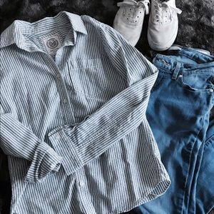 Blue and White Stripped Button Down