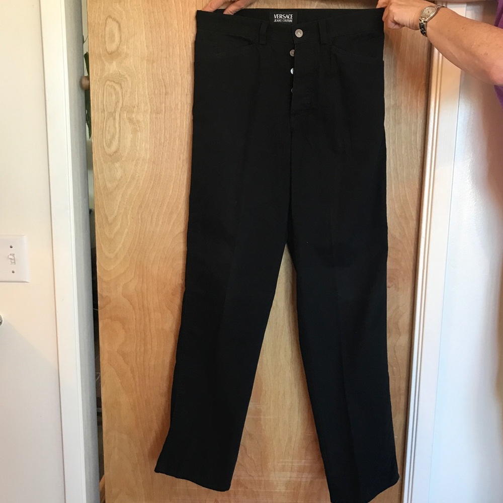 Black Versace straight leg slacks