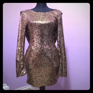 XTAREN Gold Sequence Cocktail Dress Size Medium