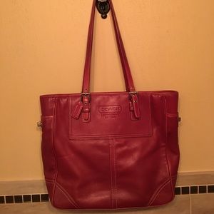 Red Leather Coach shoulder bag, great for Fall!