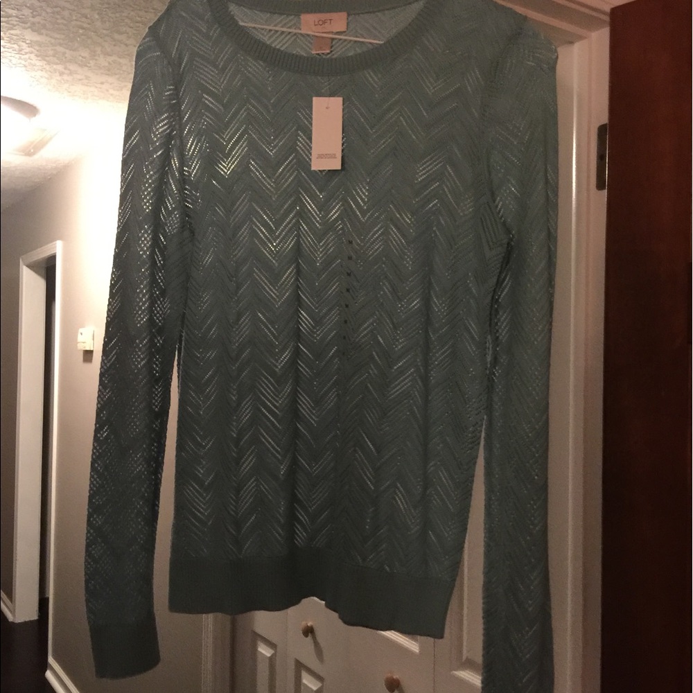 LOFT sea foam green lightweight sweater