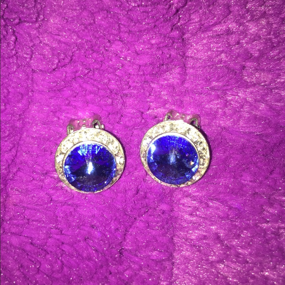 Clip On Blue Jewel Earings