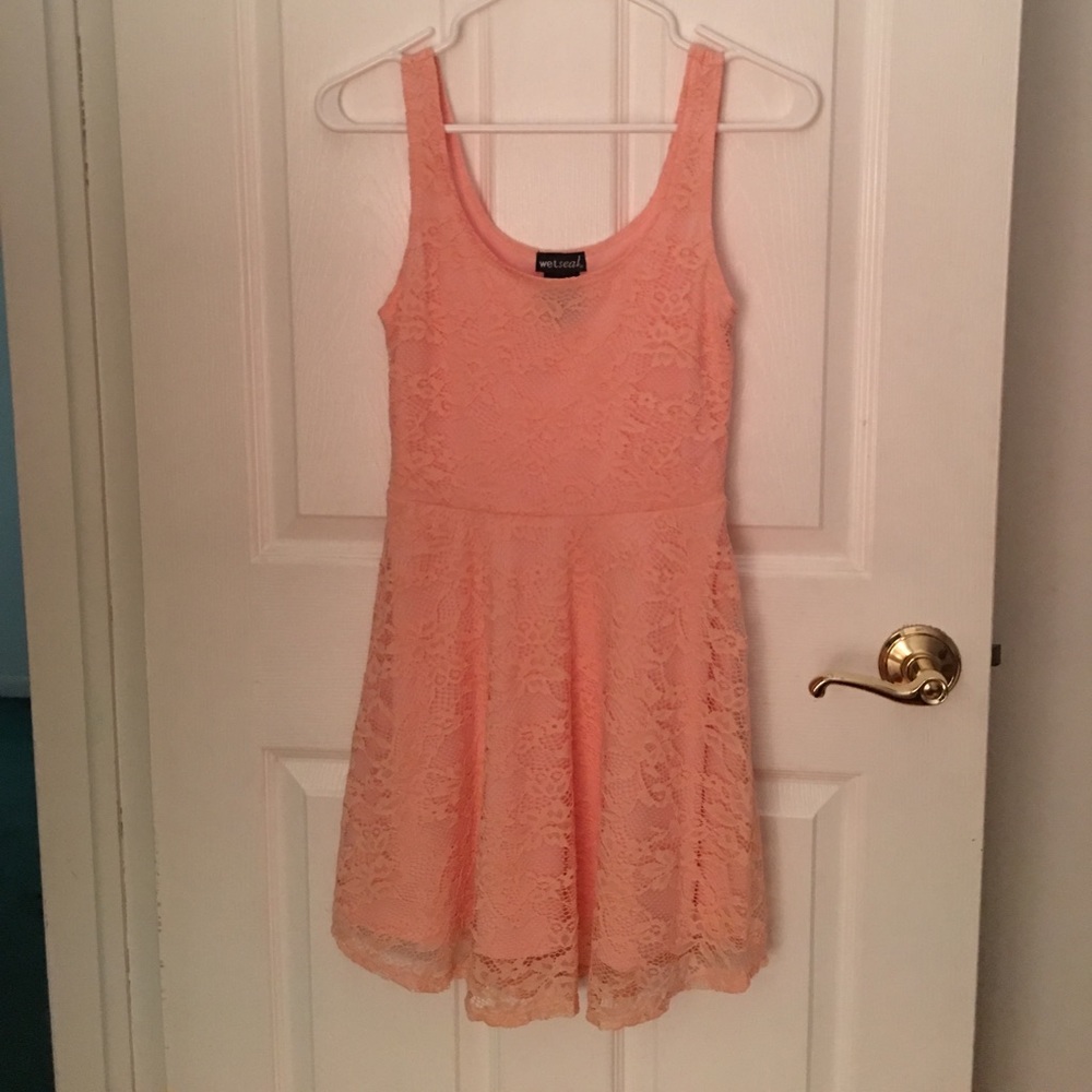 Pastel Pink Lace Skater Dress