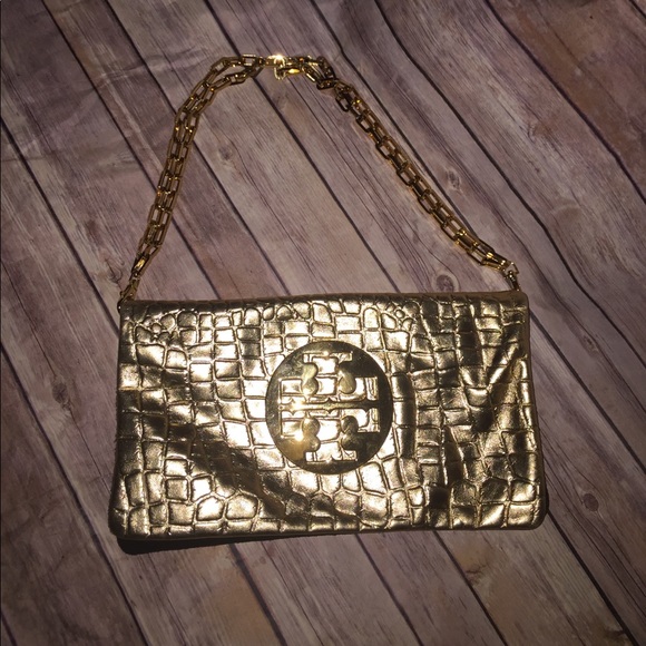 Tory Burch clutch with detach chain like new
