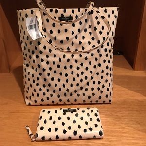 NWT Kate Spade Flamingo Dot Tote & wallet