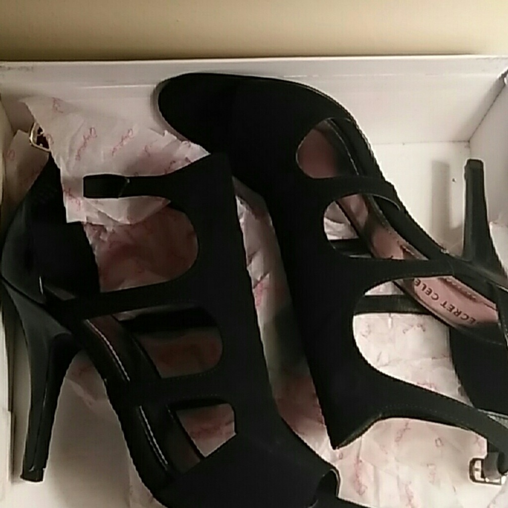 Black open-toe heels