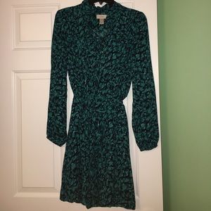 Loft long-sleeve abstract animal print dress.
