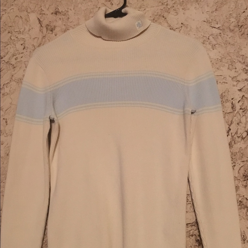 Cream &a sky blue Lauren Ralph Lauren turtleneck