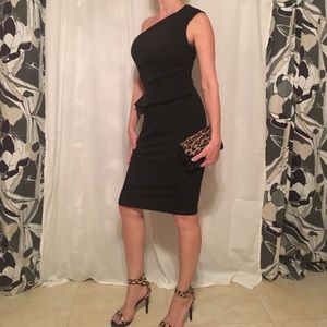 Escada little black one shoulder dress
