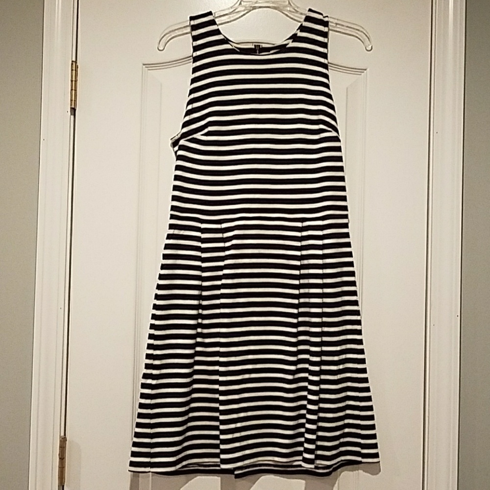 Navy and white a-line dress