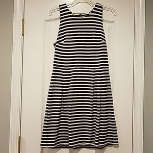 Navy and white a-line dress