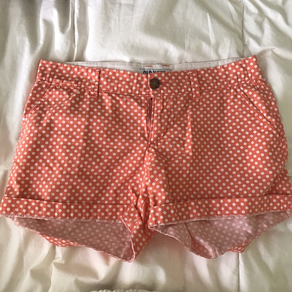 Old Navy Pants - White Polka Dot Peach Shorts