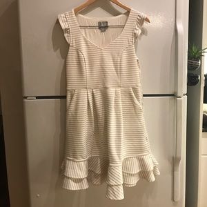 Maeve white and black stripe dress. Size 8P.