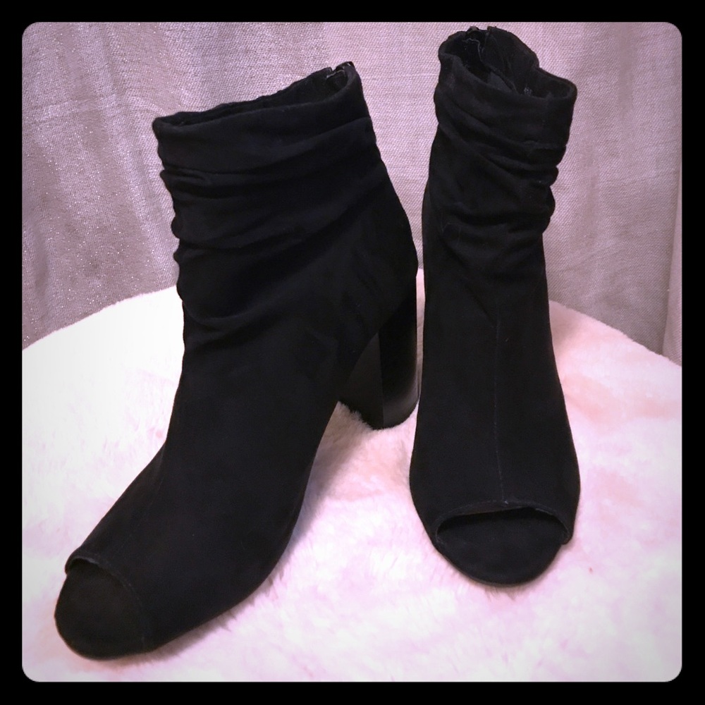 Black peep toe booties