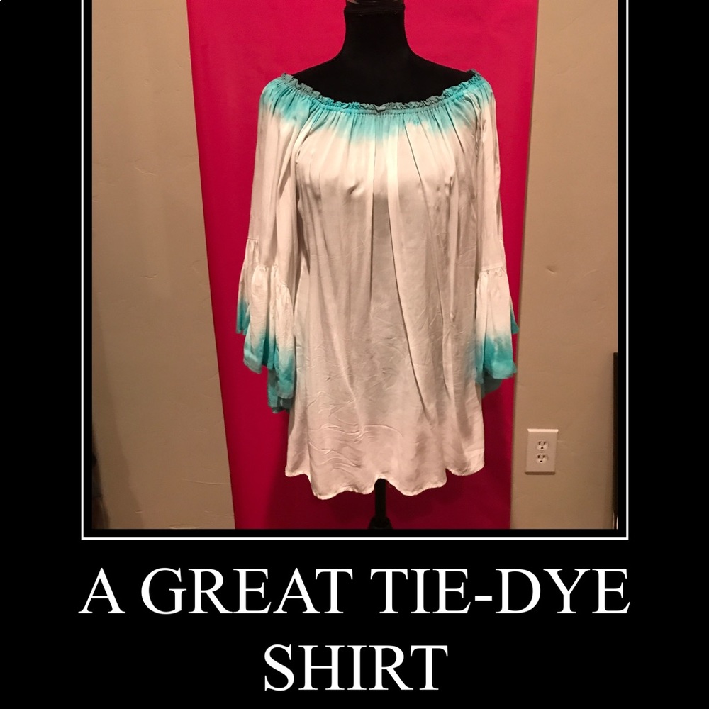 An off the shoulder or worn normally shirt.