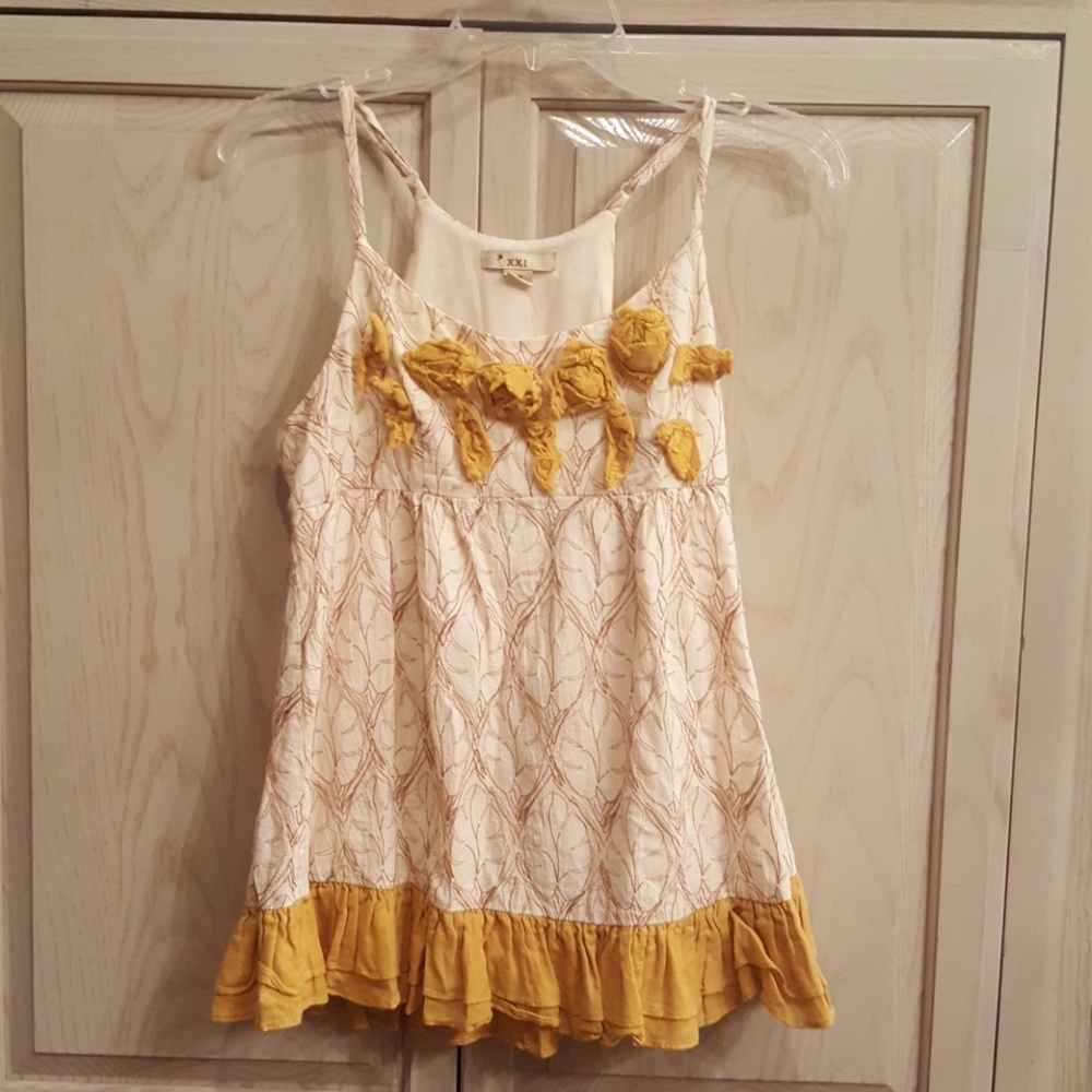 Yellow Floral Embroidered Top