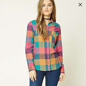 F21 Buffalo Plaid Flannel Shirt