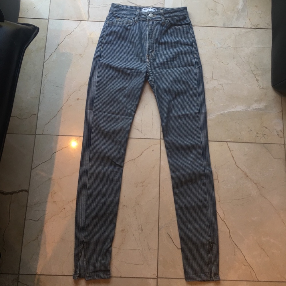 American Apparel Pin Stripe High Waist Skinny Jean
