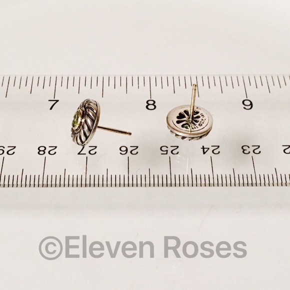 David Yurman Sterling 14k Peridot Cookie Earrings - Picture 4 of 5