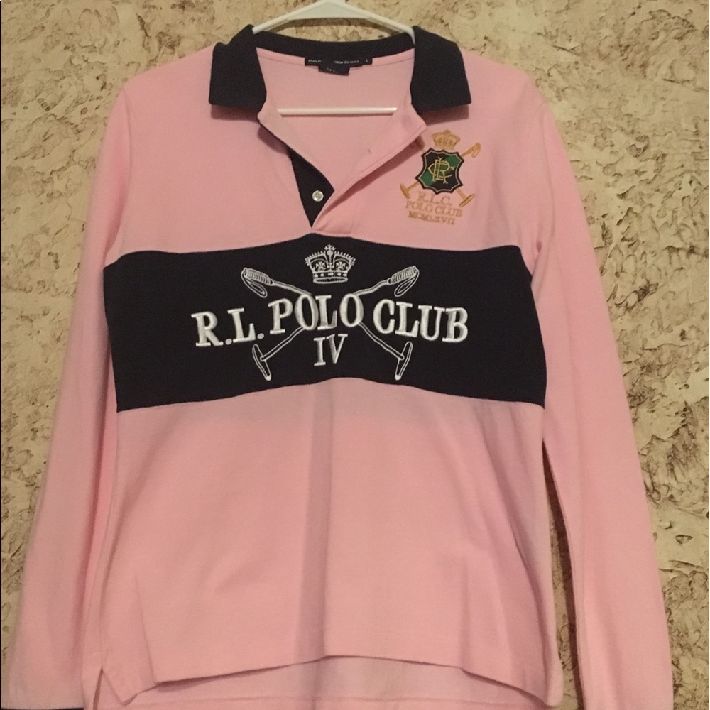 Pink/navy blue Ralph Lauren Sport polo club tee