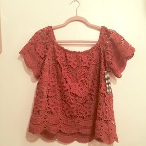 Dusty rose colored crochet top