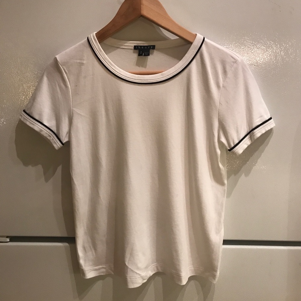 Theory white Pima Cotton crop t-shirt.