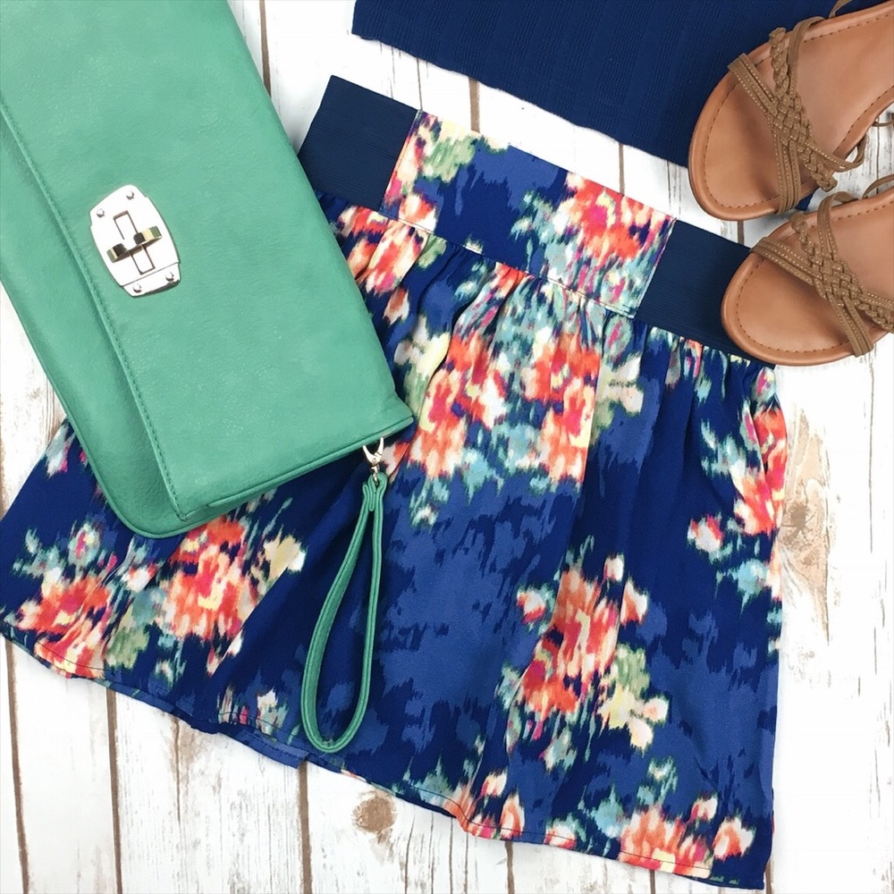 Bright floral skater circle skirt