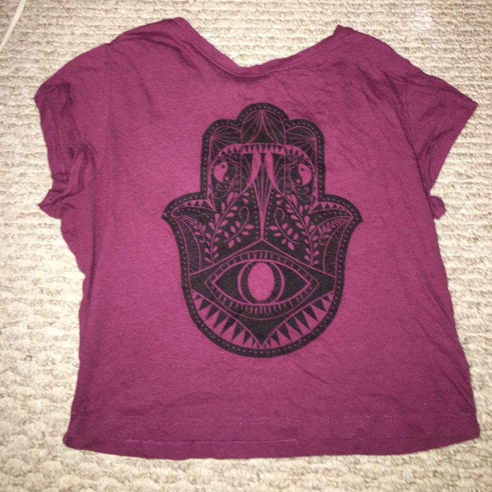 Charlotte Russe Hamsa hand maroon crop top