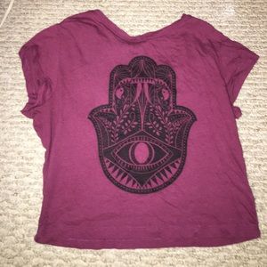 Charlotte Russe Hamsa hand maroon crop top