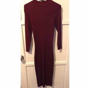 Burgundy Ribbed Midi Dress