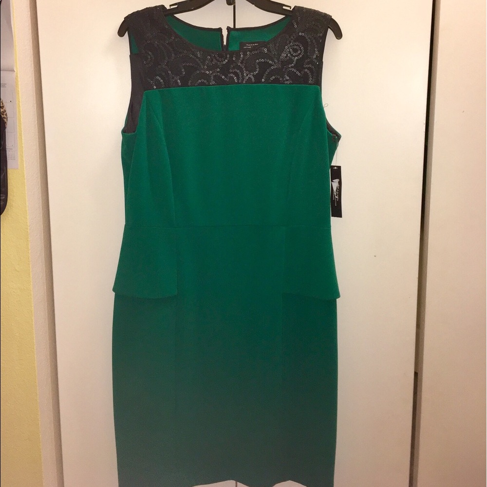 Emerald/black Tahari dress