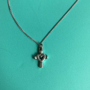 James Avery Cross Heart Silver Necklace