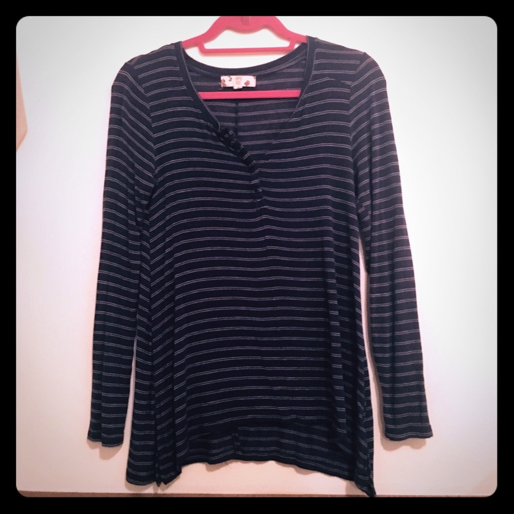 Blue striped long sleeve top
