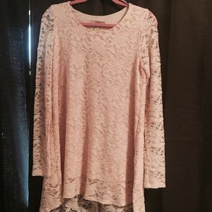 Light pink long sleeve lace detailed dress