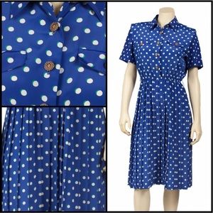 Blue Polka Dot Short Sleeve Dress