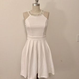 NWT White High Neck Skater Dress