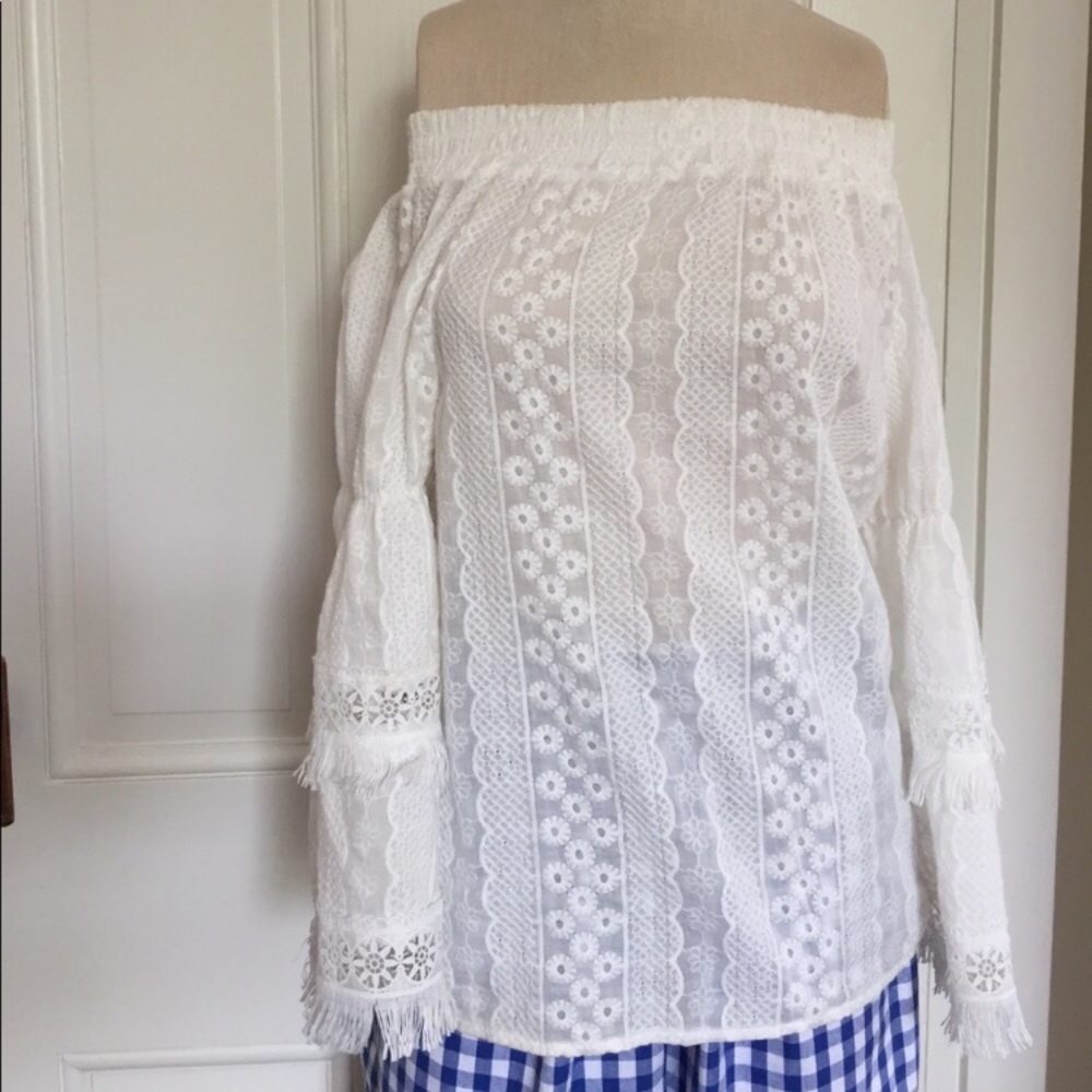 Storets Crochet Off the Shoulder Top