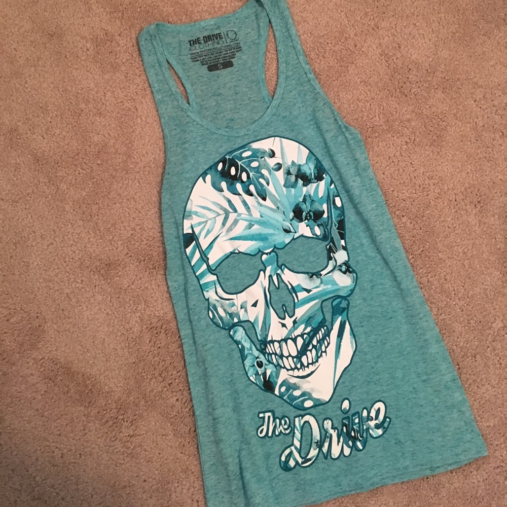 The Drive Clothing Teal Skull Tank