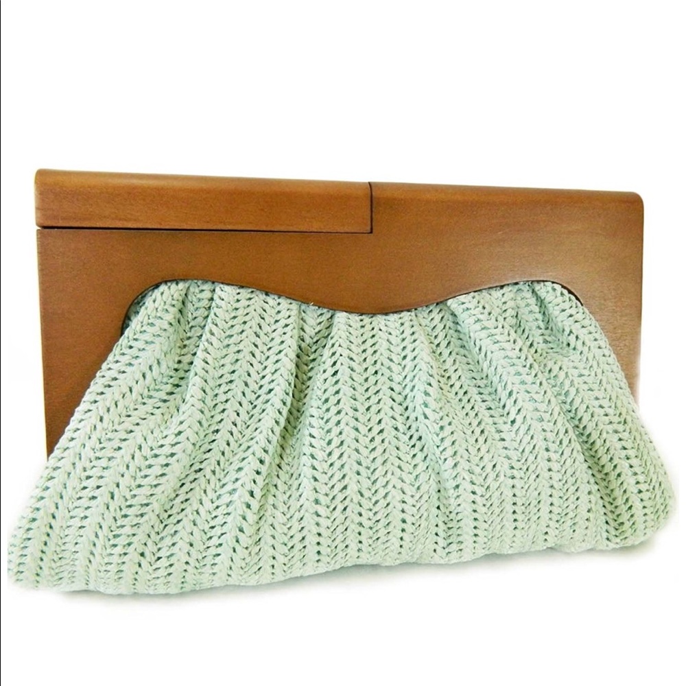 Brand New Wooden Handle Mint Clutch - Picture 1 of 4