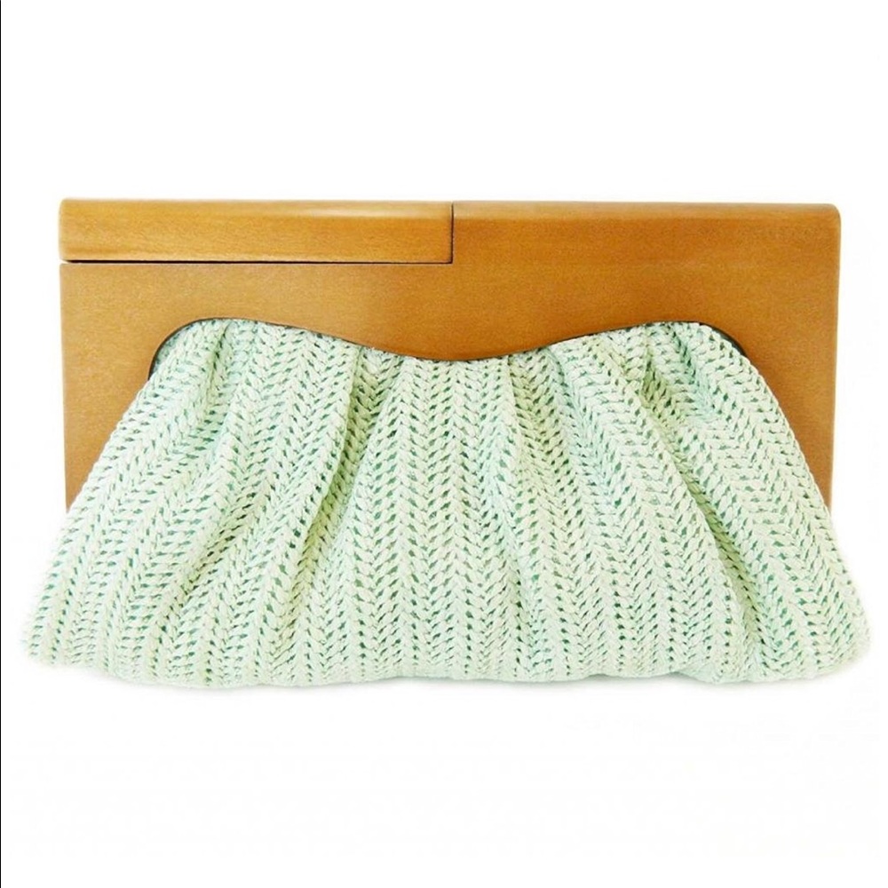 Brand New Wooden Handle Mint Clutch - Picture 2 of 4