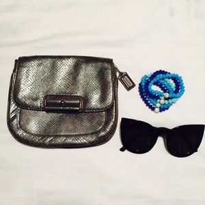 Pewter Coach Purse with EggPlant Interior Color