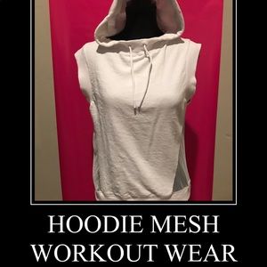 A workout hoodie with mesh.