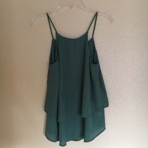 Hunter/Olive Green Chiffon Flowy Tank Top