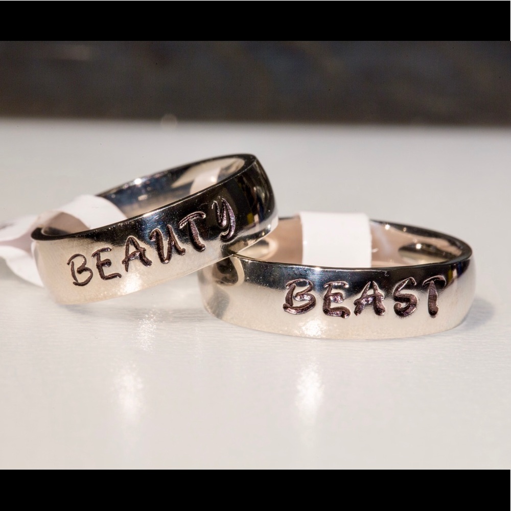 Couples Beauty and Beast Rings Stainless Steel