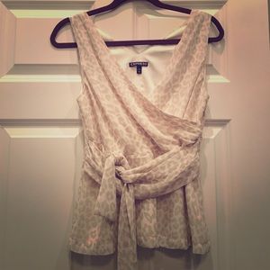 Light leopard print, sleeveless blouse