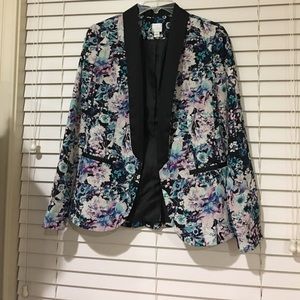 Lauren Conrad satin floral blazer