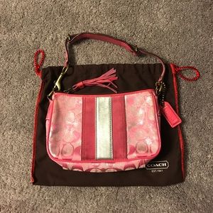 Authentic Coach Signature Print Pink Handbag