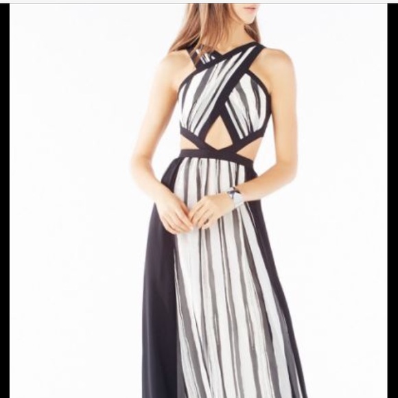 BCBGMaxAzria Dresses & Skirts - BCBG BLACK AND WHITE CUTOUT MACI DRESS NWT