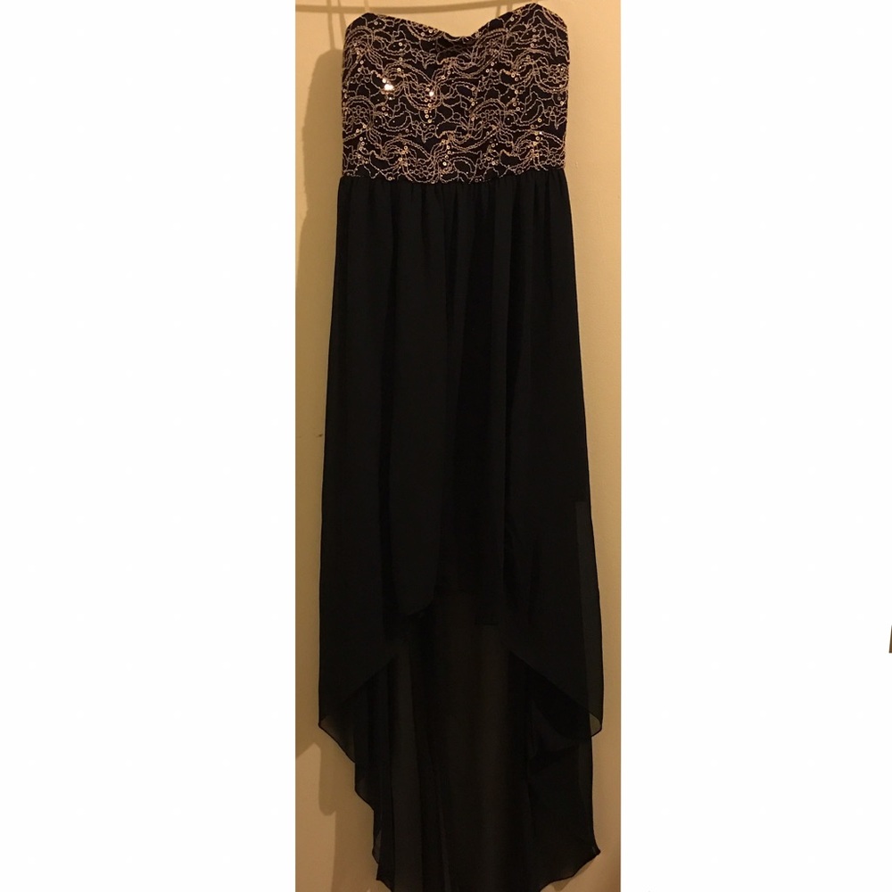 Black Strapless High Low Dress
