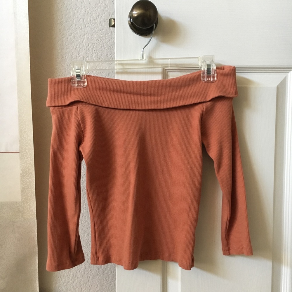 Muted Tangerine Off Shoulder Top